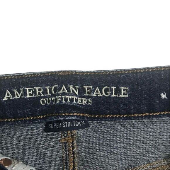 American Eagle Distressed Midi Super Stretch Jean Shorts N0098 - Picture 4 of 8